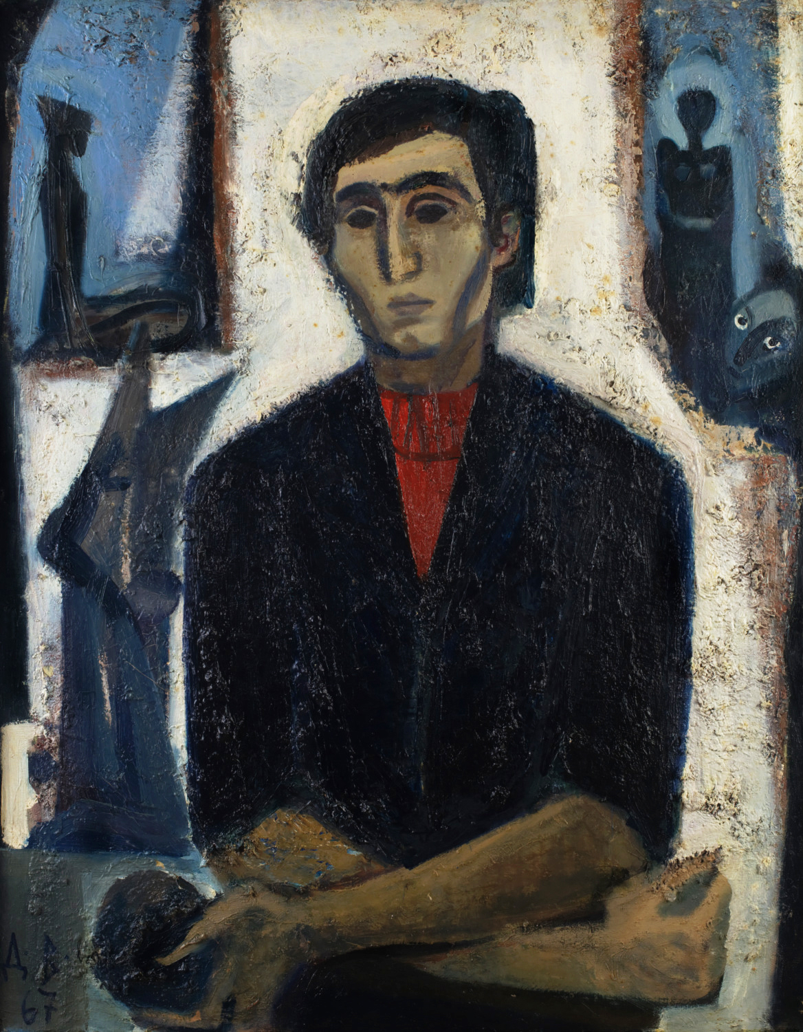 'Sculptor' – oil on canvas, 90 x 70 cm. Alyosha Kafedzhiyski, 1967. Photographed by Rossen Donev.